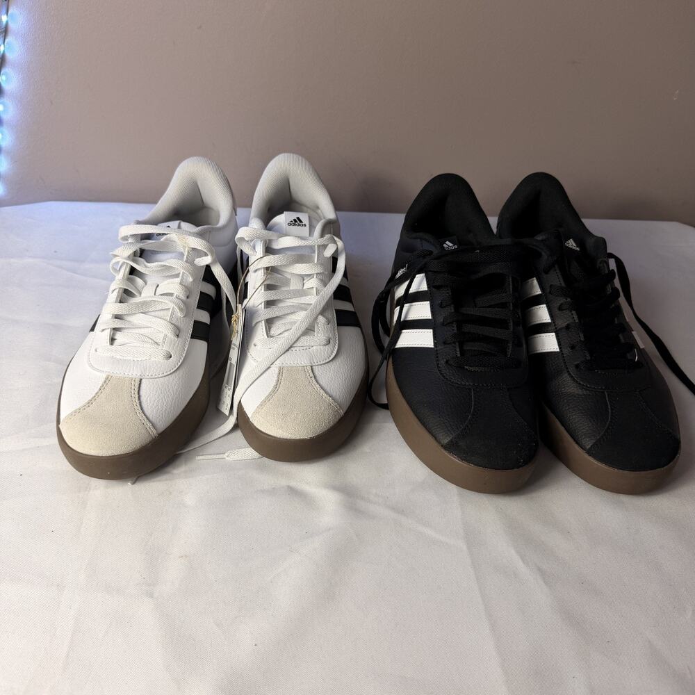 Bundle of 2 Adidas VL Court 3.0 White & Black Court 3 Mens Sz 10.5 Sneakers